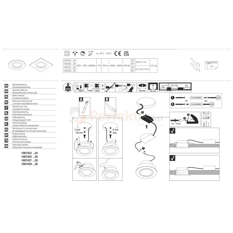 Oprawa downlight NEW TRIA 68 LED SLV biała IP20 1800-3000K perfektmarket (6).webp