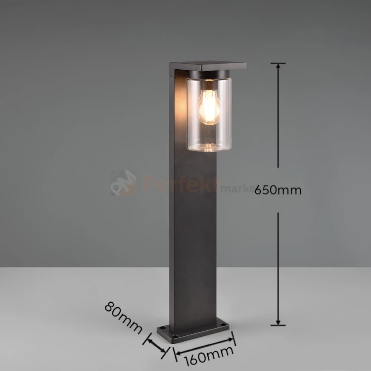 Lampa ogrodowa stojąca TRIO ARDILA 65cm czujnik zmierzchu czarna IP44 perfektmarket wymiary.webp
