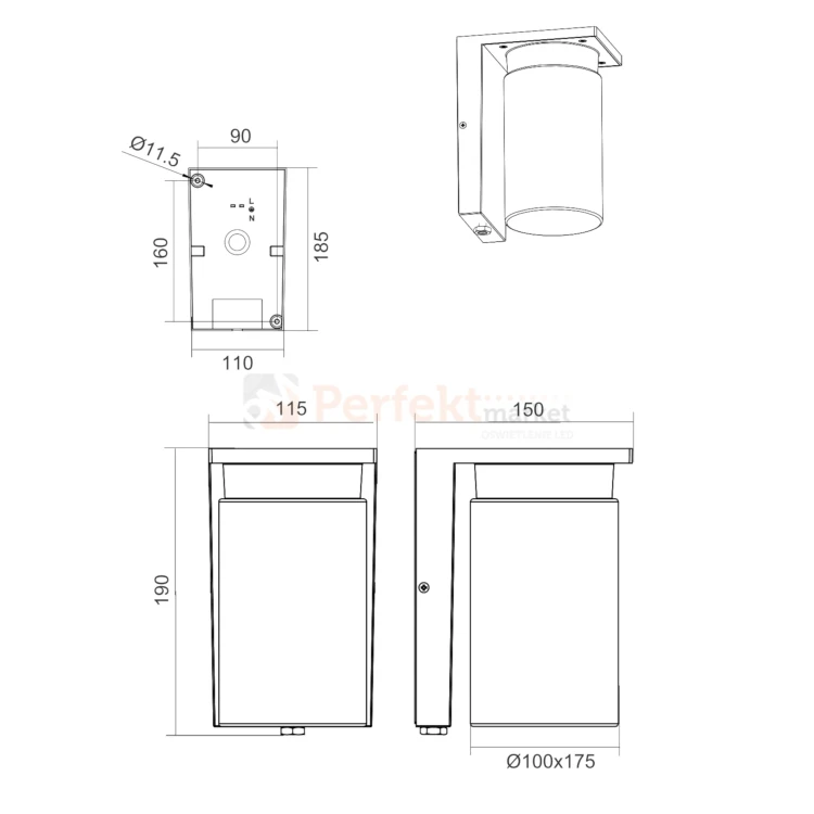 Lampa ogrodowa kinkiet TRIO ARDILA czujnik zmierzchu czarny IP44 perfektmarket 9.webp