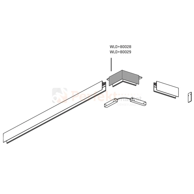 łącznik kątowy do szyny magnetycznej SHIFT nano slim czarny biały L poziomy szkic perfektmarket.webp
