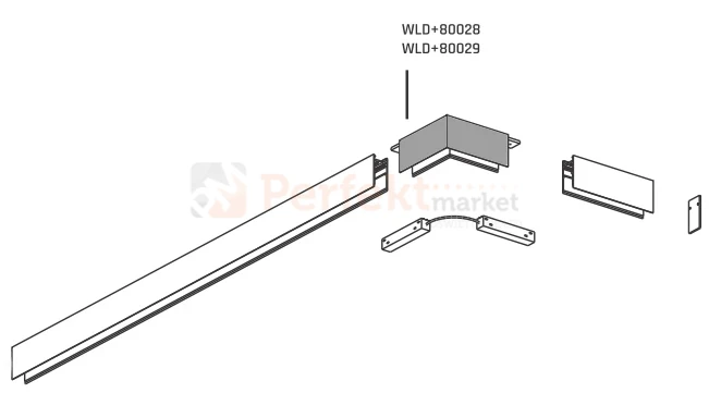 łącznik kątowy do szyny magnetycznej SHIFT nano slim czarny biały L poziomy szkic www perfektmarket.webp