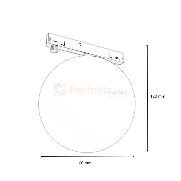 oprawa na szynoprzewód magnetyczny SHIFT NANO GLOBE 7W czarna biała 3000K wymiary perfektmarket.webp