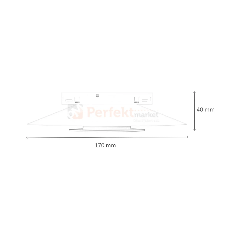 oprawa na szynoprzewód magnetyczny SHIFT NANO SAUCER 7W czarna wymiary3000K perfektmarket.webp
