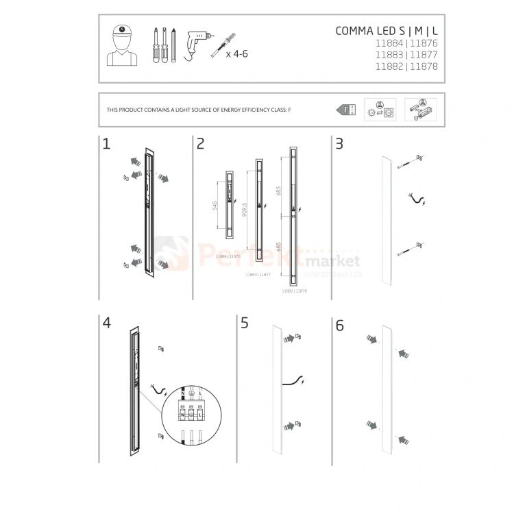 Kinkiet LED liniowy ścienny COMMA LED M 3000K IP20 czarny Nowodvorski 11877 perfektmarket (5).webp