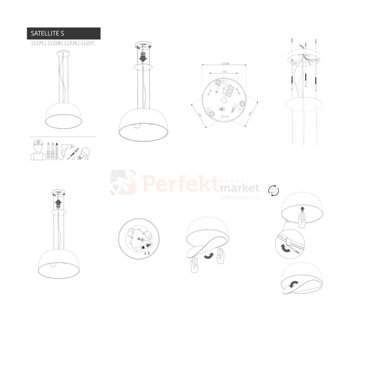 Lampa wisząca SATELLITE S 11226 3xE27 silk gray Nowodvorski montaż perfektmarket.webp