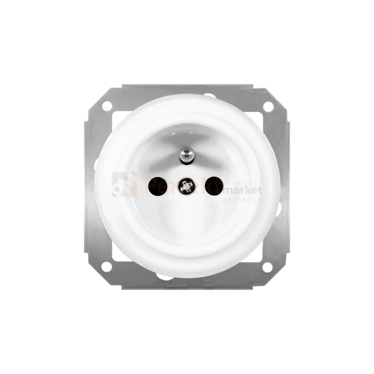 CERAMIC DESIGN gniazdo pojedyncze ceramiczne retro z uziemieniem 16A 230V białe perfektmarket.webp