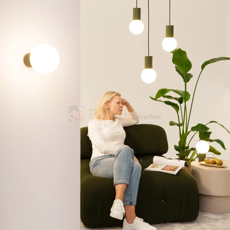 Plafon lampa sufitowa Halo szklana kula design G9 IP44 zielony oliwkowy perfektmarket (9).webp