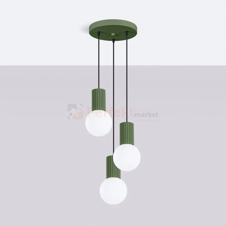 Lampa wisząca Halo 3P szklane kule design 3xG9 IP20 zielona oliwka perfektmarket (3).webp