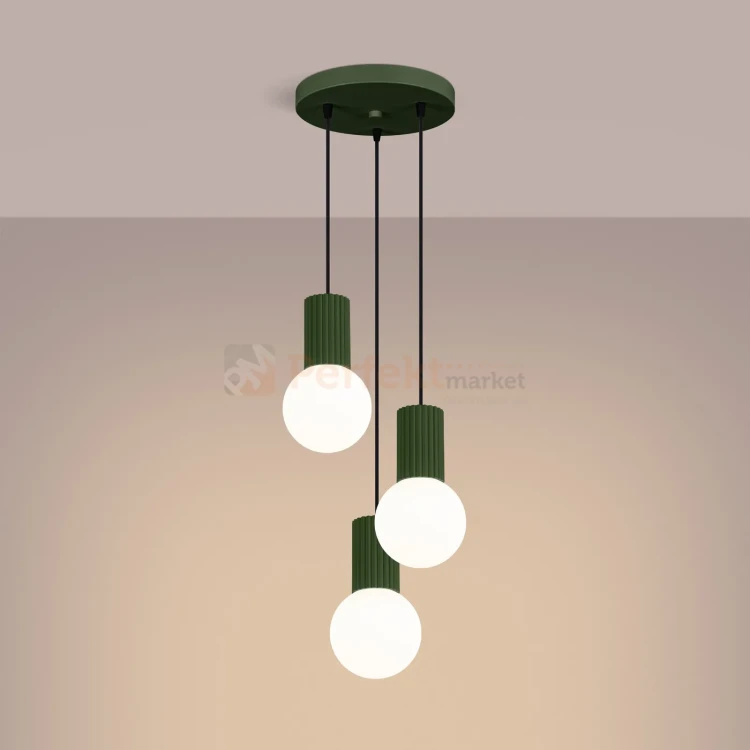Lampa wisząca Halo 3P szklane kule design 3xG9 IP20 zielona oliwka perfektmarket (4).webp