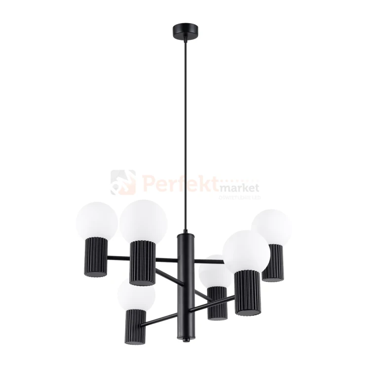 Lampa wisząca żyrandol Halo 6 szklane kule design 6xG9 IP20 czarny perfektmarket (7).webp