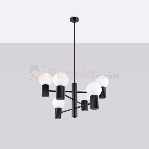 Lampa wisząca żyrandol Halo 6 szklane kule design 6xG9 IP20 czarny perfektmarket (6).webp