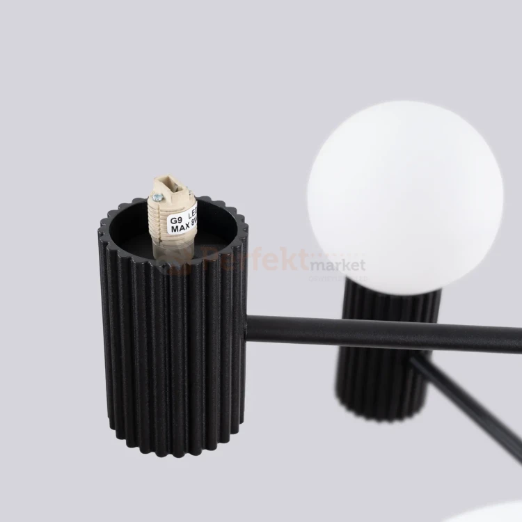 Lampa wisząca żyrandol Halo 6 szklane kule design 6xG9 IP20 czarny perfektmarket (3).webp