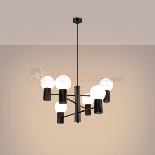Lampa wisząca żyrandol Halo 6 szklane kule design 6xG9 IP20 czarny perfektmarket (1).webp