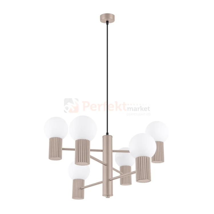 Lampa wisząca żyrandol Halo 6 szklane kule design 6xG9 IP20 taupe perfektmarket (2).webp