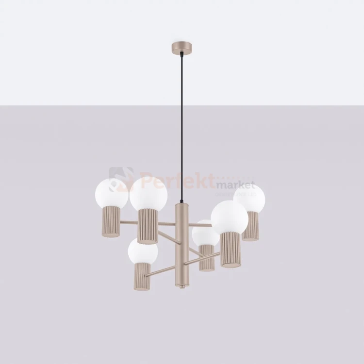 Lampa wisząca żyrandol Halo 6 szklane kule design 6xG9 IP20 taupe perfektmarket (3).webp