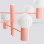 Lampa wisząca żyrandol Halo 6 szklane kule design 6xG9 IP20 brzoskwiniowy perfektmarket.webp