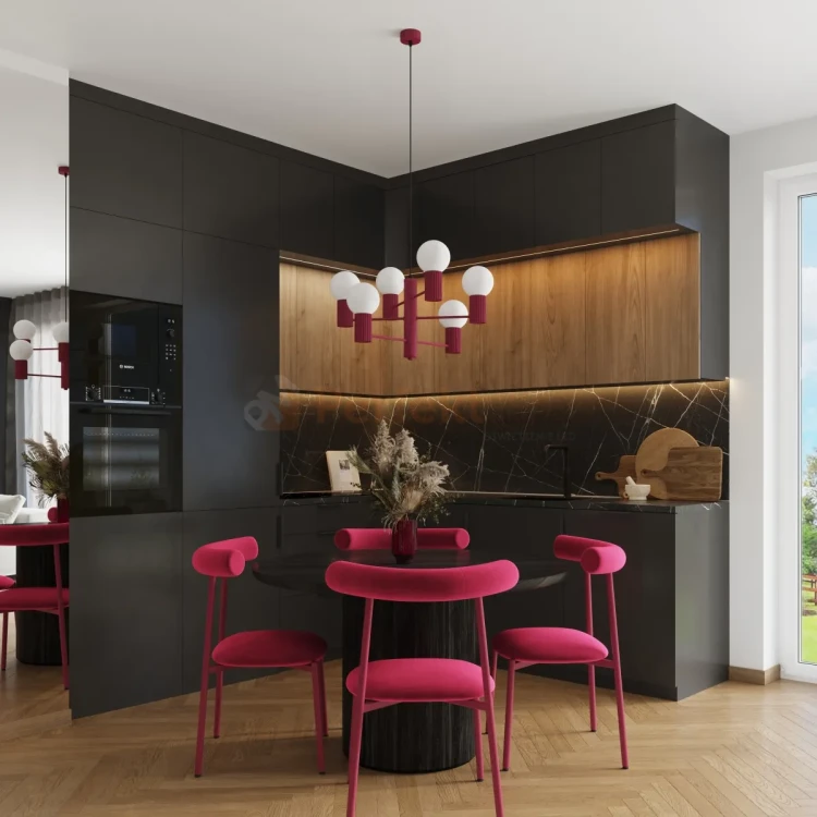 Lampa wisząca żyrandol Halo 6 szklane kule design 6xG9 IP20 burgund perfektmarket (11).webp