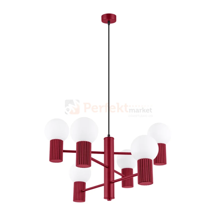 Lampa wisząca żyrandol Halo 6 szklane kule design 6xG9 IP20 burgund perfektmarket (8).webp