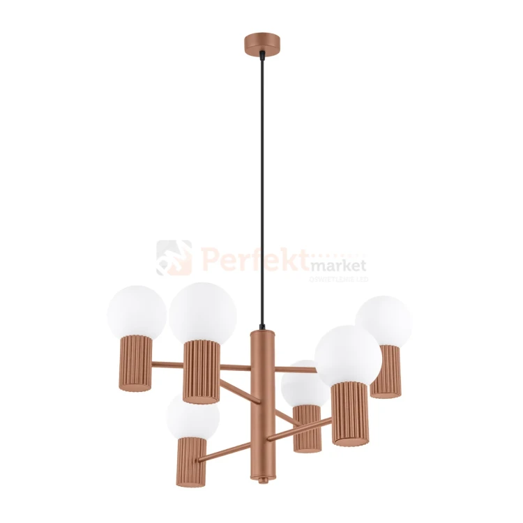 Lampa wisząca żyrandol Halo 6 szklane kule design 6xG9 IP20 mocca perfektmarket (6).webp