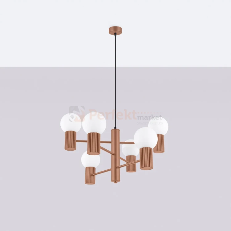 Lampa wisząca żyrandol Halo 6 szklane kule design 6xG9 IP20 mocca perfektmarket (2).webp