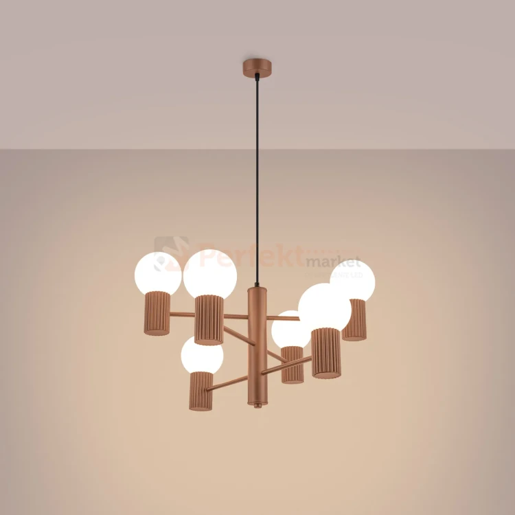Lampa wisząca żyrandol Halo 6 szklane kule design 6xG9 IP20 mocca perfektmarket (3).webp