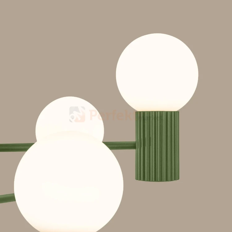 Lampa wisząca żyrandol Halo 6 szklane kule design 6xG9 IP20 zielony oliwkowy perfektmarket (5).webp
