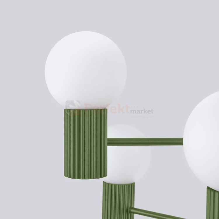 Lampa wisząca żyrandol Halo 6 szklane kule design 6xG9 IP20 zielony oliwkowy perfektmarket (4).webp