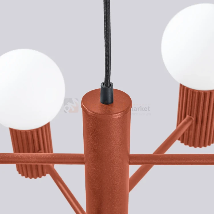 Lampa wisząca żyrandol Halo 6 szklane kule design 6xG9 IP20 ochra czerwona perfektmarket (7).webp