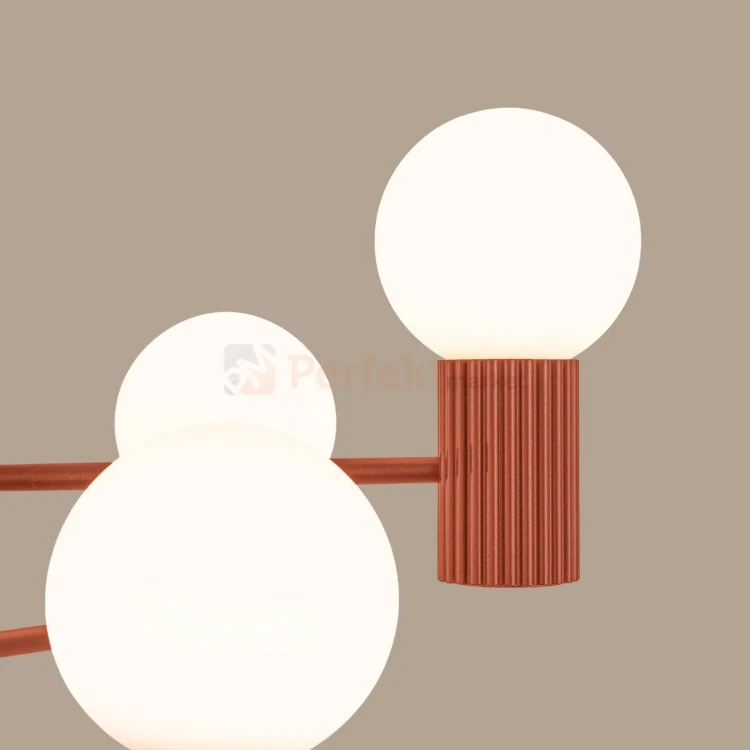 Lampa wisząca żyrandol Halo 6 szklane kule design 6xG9 IP20 ochra czerwona perfektmarket (1).webp