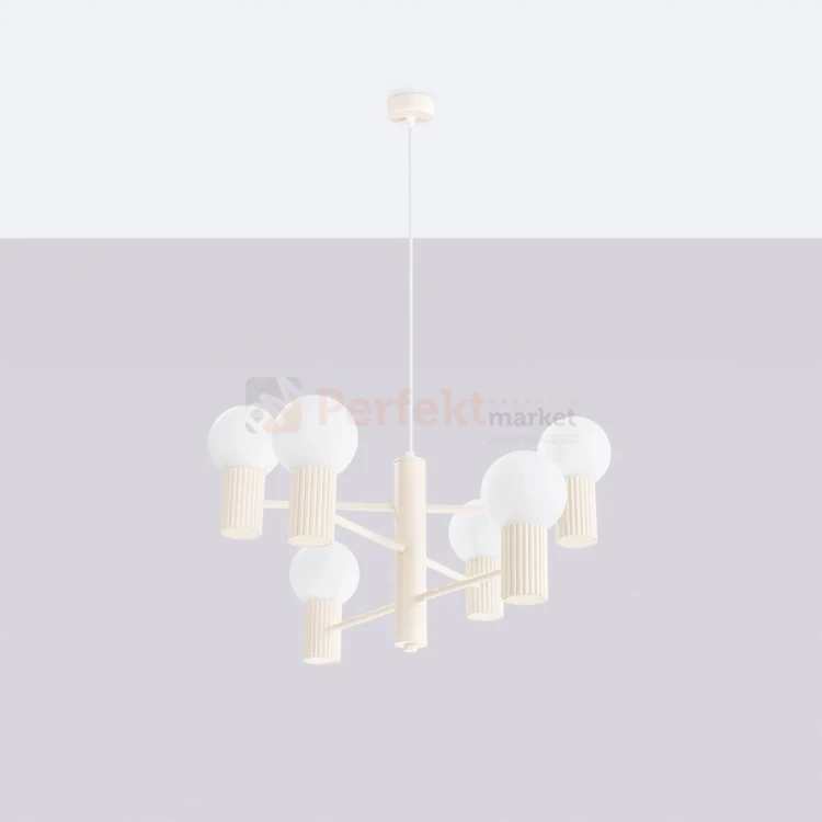 Lampa wisząca żyrandol Halo 6 szklane kule design 6xG9 IP20 beżowy perfektmarket (3).webp