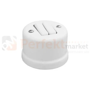 CERAMIC DESIGN przycisk żaluzjowy/roletowy 2-klawiszowy natynkowy 10A 230V biały