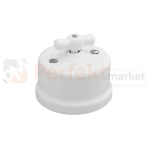 CERAMIC DESIGN przycisk żaluzjowy/roletowy 2-pozycyjny natynkowy obrotowy 10A 230V biały