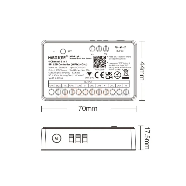 MiBoxer sterownik LED 4 kanałowy SPIW5-4 5w1 WiFi RF cyfrowy kontroler taśmy SPI perfektm (1).webp