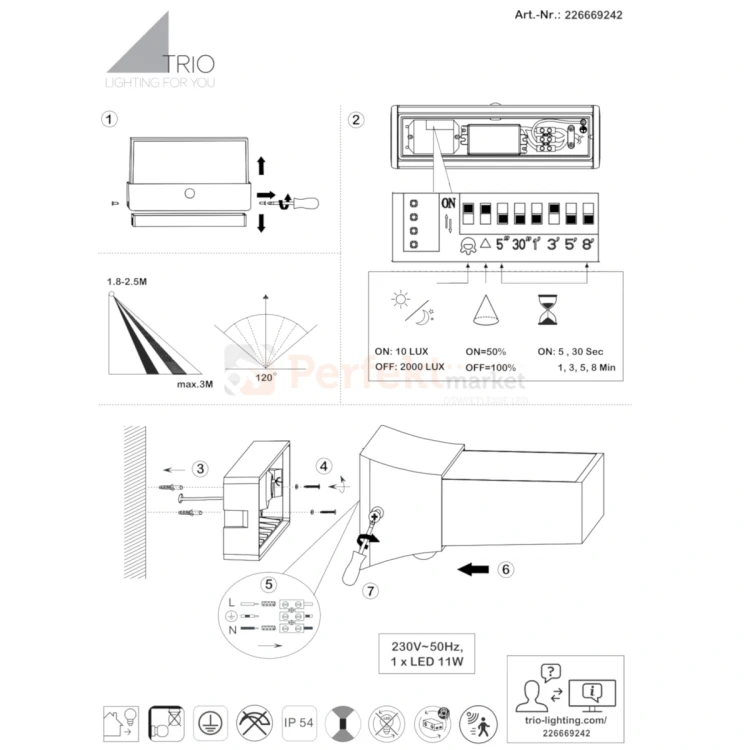 Lampa ogrodowa kinkiet CUANDO 11W z czujnikiem ruchu IP54 antracyt perfektmarket (2).webp