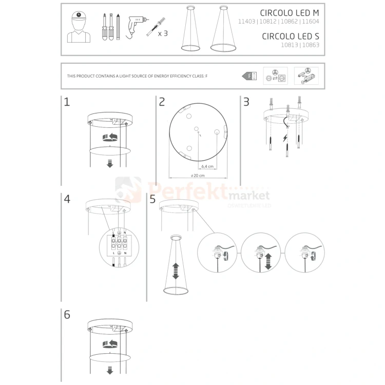 Lampa wisząca LED ring CIRCOLO LED 60cm czarna 3000K 10812 perfektmarket (10).webp