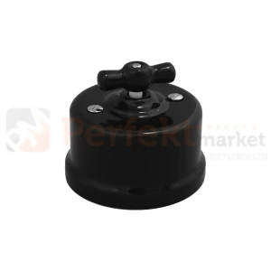 CERAMIC DESIGN przycisk żaluzjowy/roletowy 2-pozycyjny natynkowy obrotowy 10A 230V czarny
