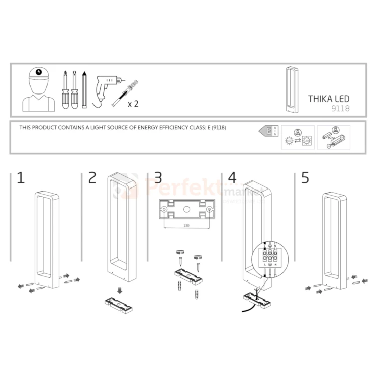lampa stojąca LED słupek ogrodowy THIKA LED nowodvorski czarna 3000K 60cm IP54 montaż perfektmarket.webp