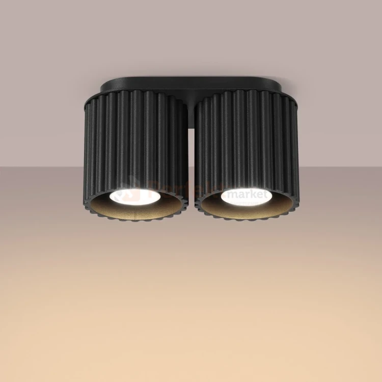 Plafon AURA 2xGU10 oprawa sufitowa ryflowana SL.1785 IP20 czarny perfektmarket (5).webp