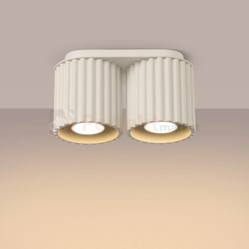 Plafon AURA 2xGU10 oprawa sufitowa ryflowana SL.1790 IP20 beżowy perfektmarket (5).webp