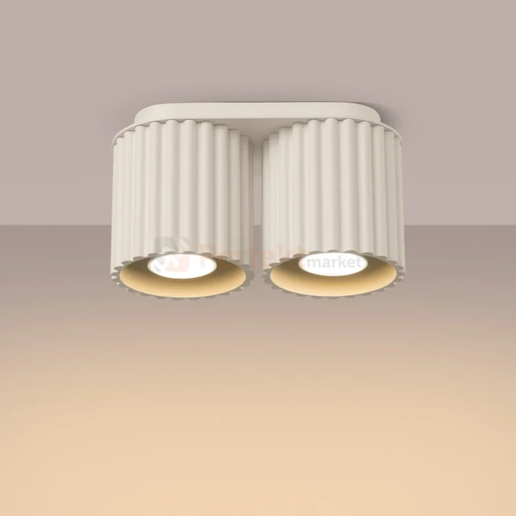 Plafon AURA 2xGU10 oprawa sufitowa ryflowana SL.1790 IP20 beżowy perfektmarket (5).webp
