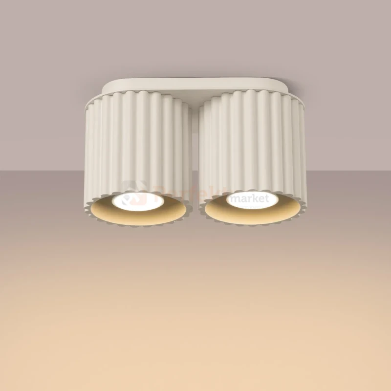 Plafon AURA 2xGU10 oprawa sufitowa ryflowana SL.1790 IP20 beżowy perfektmarket (10).webp
