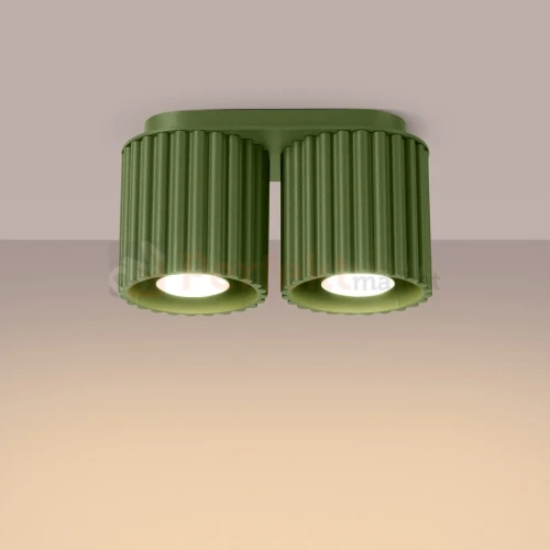 Plafon AURA 2xGU10 oprawa sufitowa ryflowana SL.1795 IP20 zielony oliwkowy perfektmarket (6).webp
