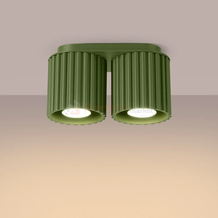 Plafon AURA 2xGU10 oprawa sufitowa ryflowana SL.1795 IP20 zielony oliwkowy perfektmarket (6).webp