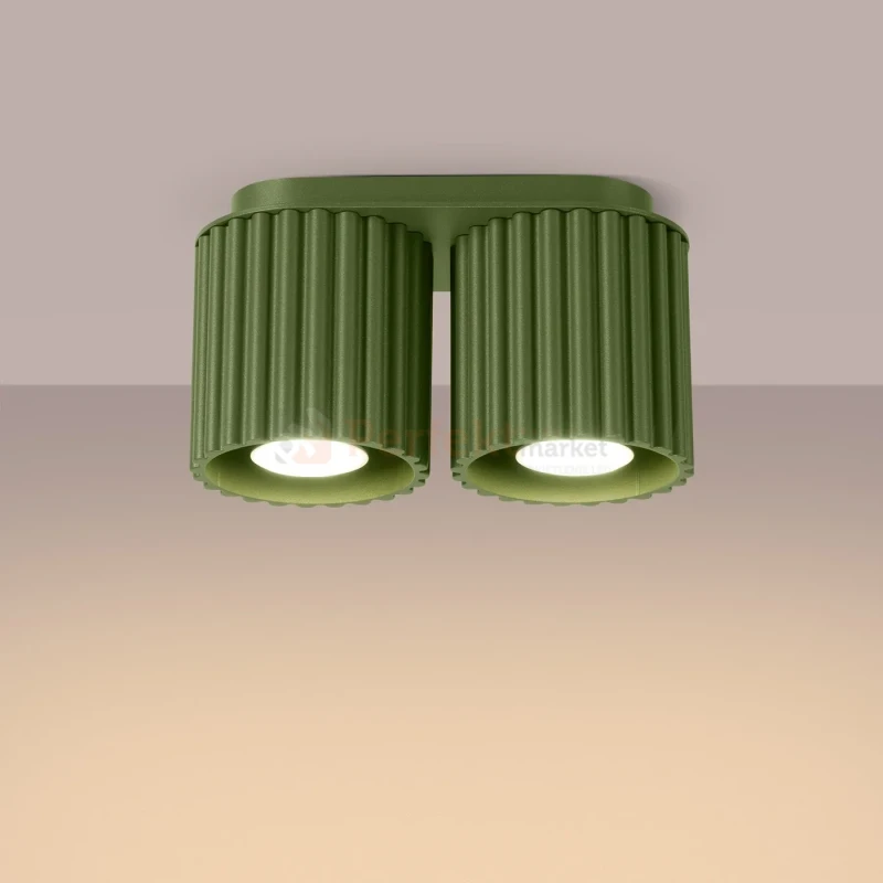 Plafon AURA 2xGU10 oprawa sufitowa ryflowana SL.1795 IP20 zielony oliwkowy perfektmarket (9).webp