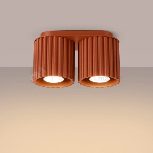 Plafon AURA 2xGU10 oprawa sufitowa ryflowana SL.1800 IP20 ochra czerwona perfektmarket (4).webp