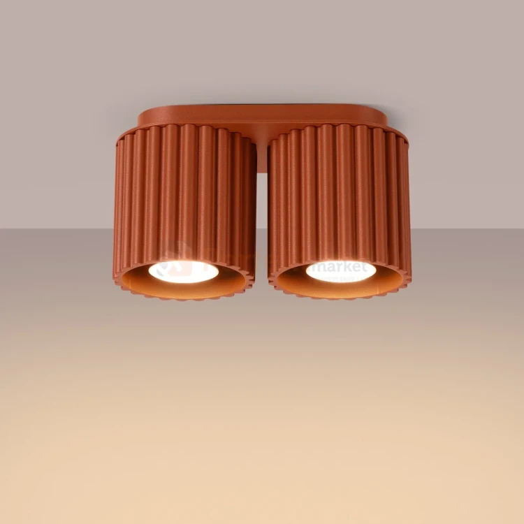 Plafon AURA 2xGU10 oprawa sufitowa ryflowana SL.1800 IP20 ochra czerwona perfektmarket (4).webp