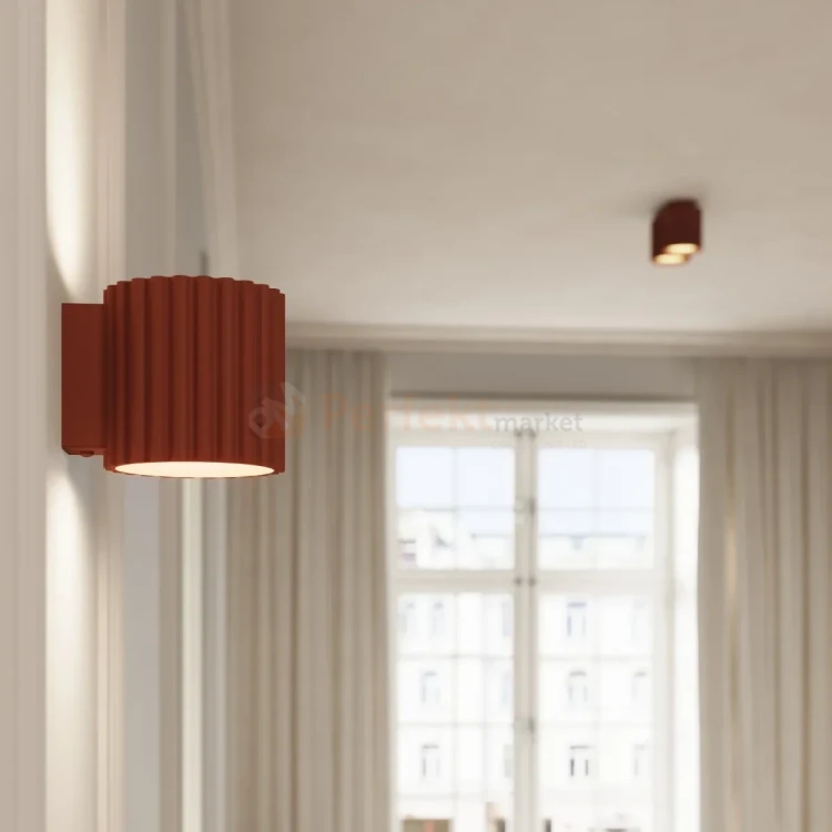 Plafon AURA 2xGU10 oprawa sufitowa ryflowana SL.1800 IP20 ochra czerwona perfektmarket (2).webp