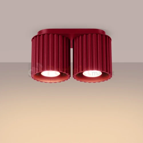 Plafon AURA 2xGU10 oprawa sufitowa ryflowana SL.1820 IP20 burgund perfektmarket (5).webp
