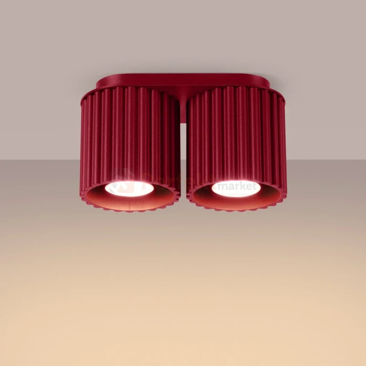Plafon AURA 2xGU10 oprawa sufitowa ryflowana SL.1820 IP20 burgund perfektmarket (5).webp