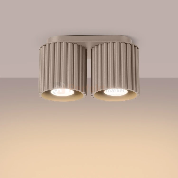 Plafon AURA 2xGU10 oprawa sufitowa ryflowana SL.1815 IP20 taupe perfektmarket (5).webp